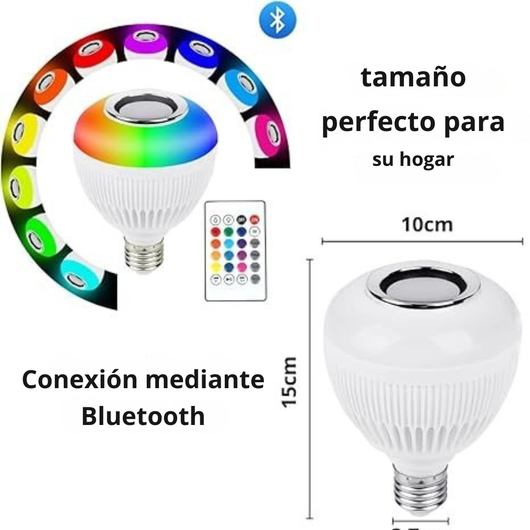 Ilumina y Anima tus Espacios: Bombilla LED Musical con Altavoz Bluetooth y Control Remoto – ¡60 Días de Garantía Gratis!